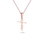 Cheer Cross Necklace | Cheerleading & Cheerleader Script Cross Pendant  Rose Gold