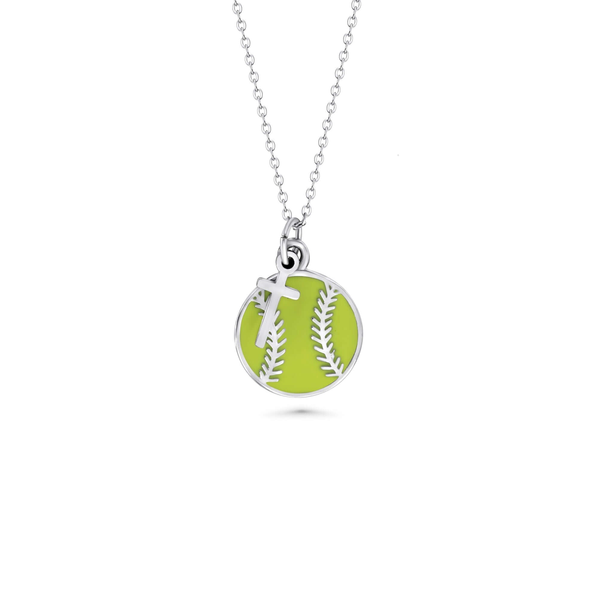 Softball Dangle Cross Necklace – All In Faith