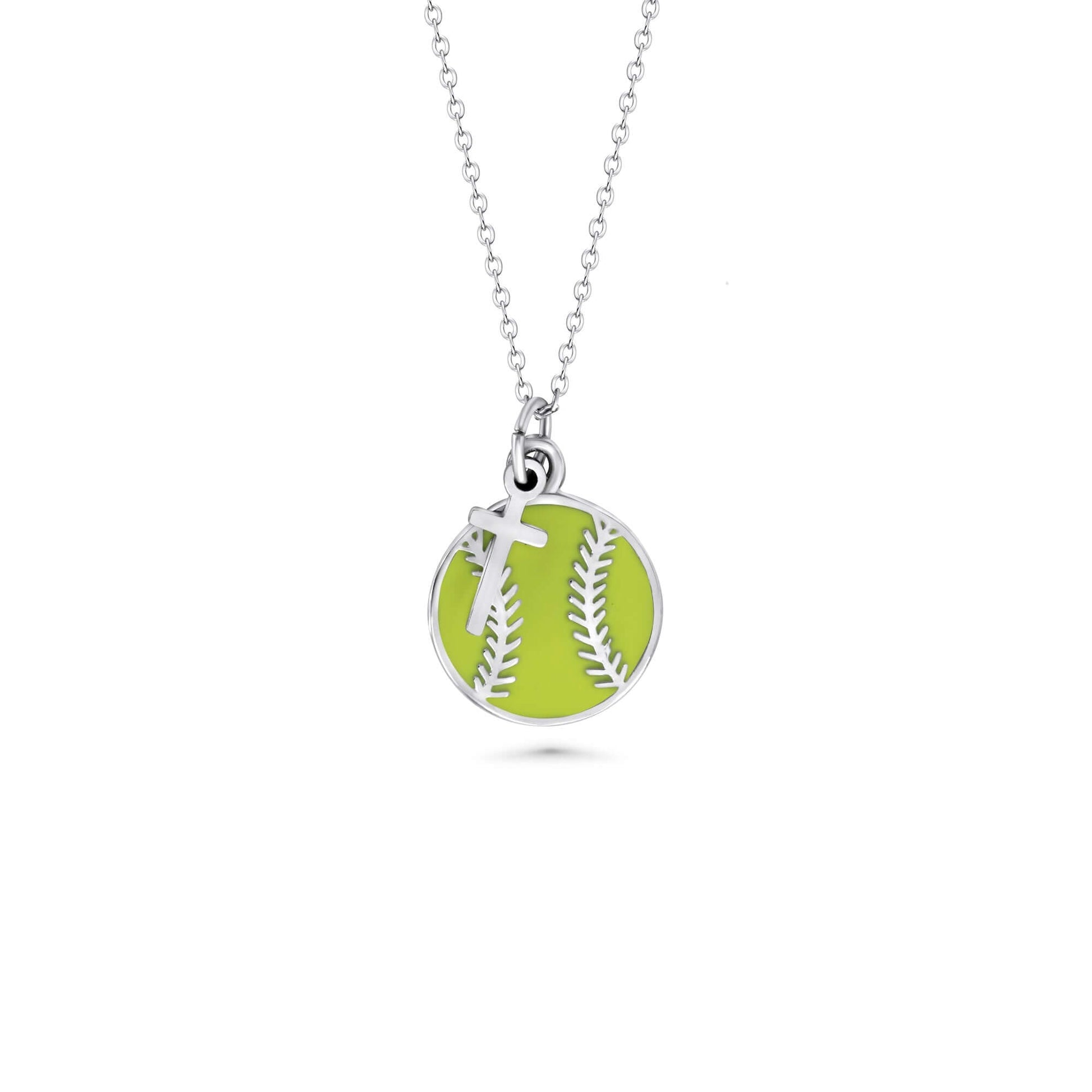 Softball Cross Necklace | Dangle Cross Pendant | Stainless Steel