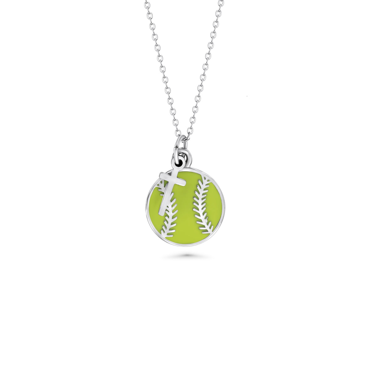 Softball Cross Necklace | Dangle Cross Pendant | Stainless Steel