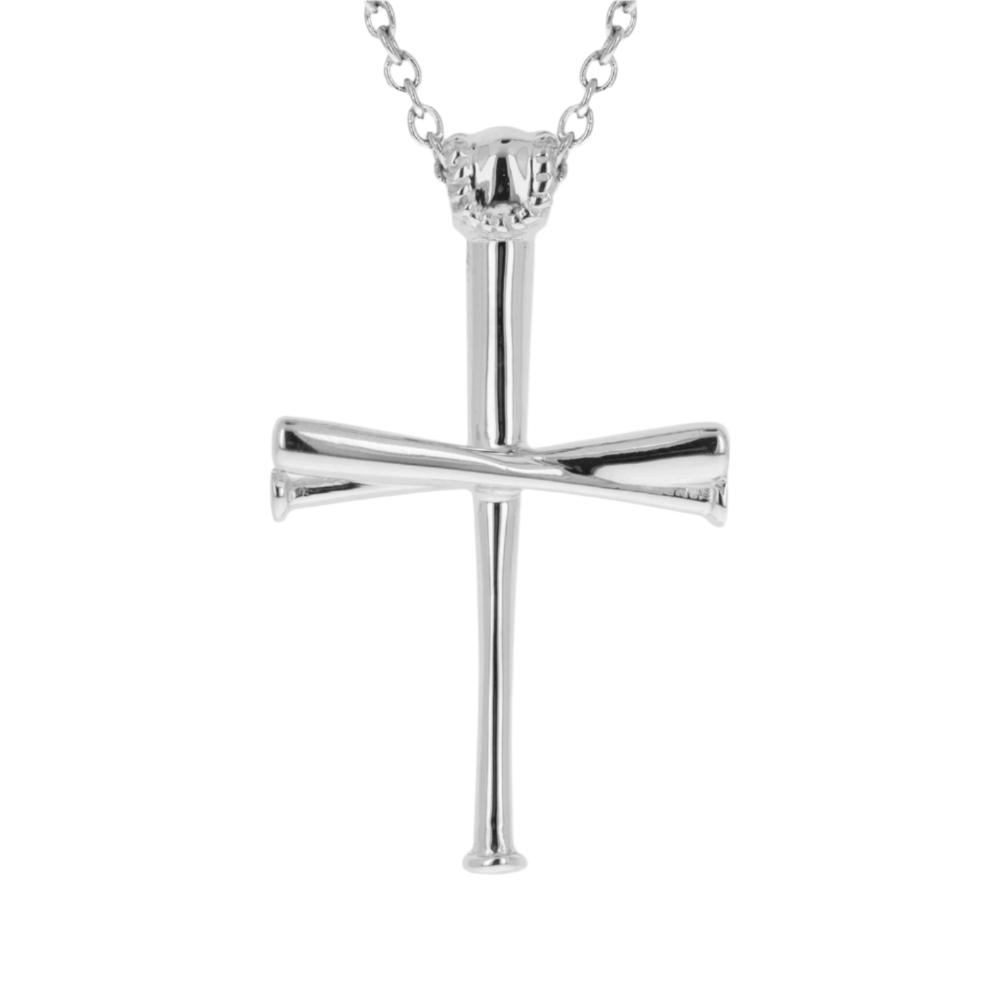 2.0 Baseball Bat Cross Necklace | Sterling Silver | Five Tool Baseball