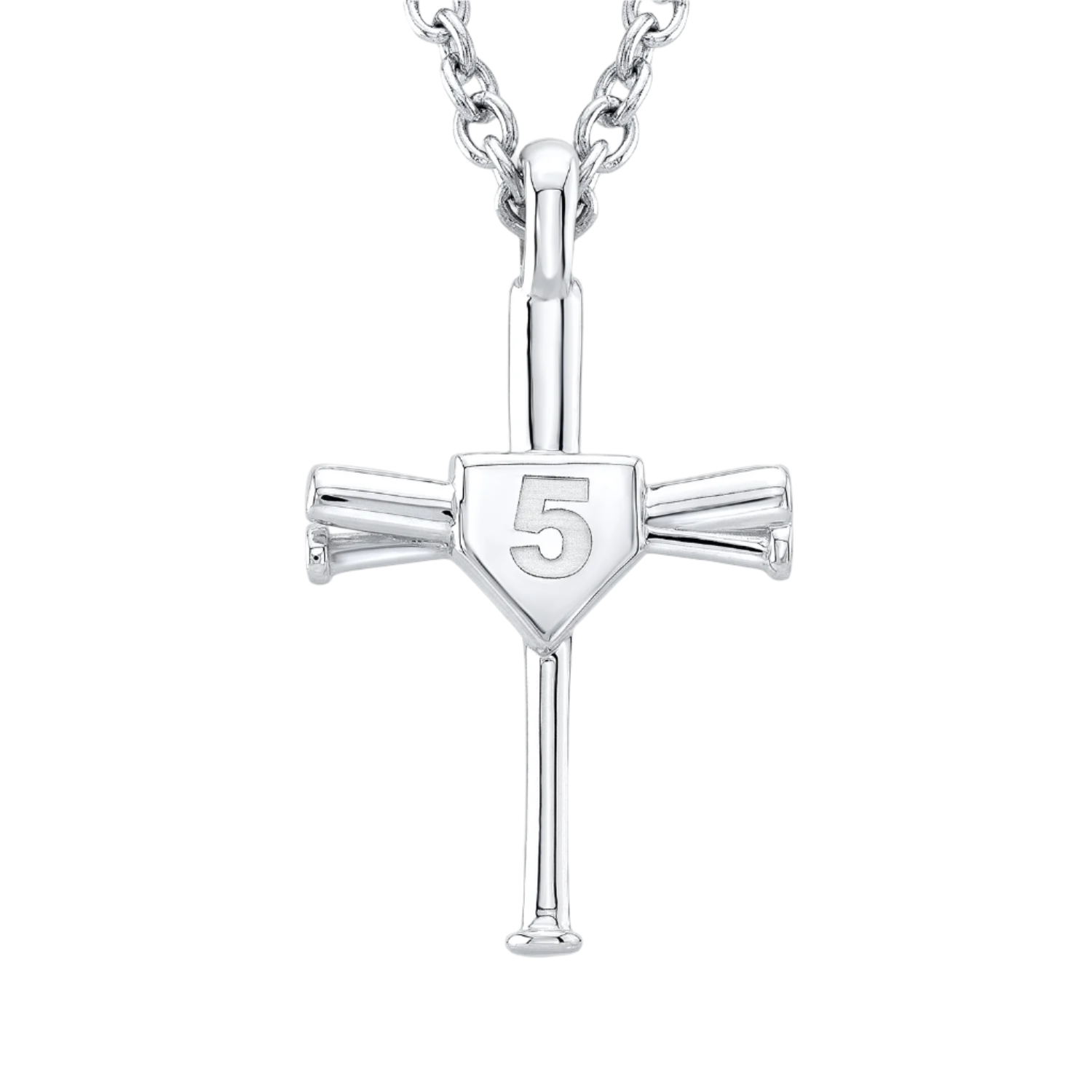 Numbered Baseball Bat Cross Necklace | Sterling Silver Baseball Cross Pendant | Custom Numbered