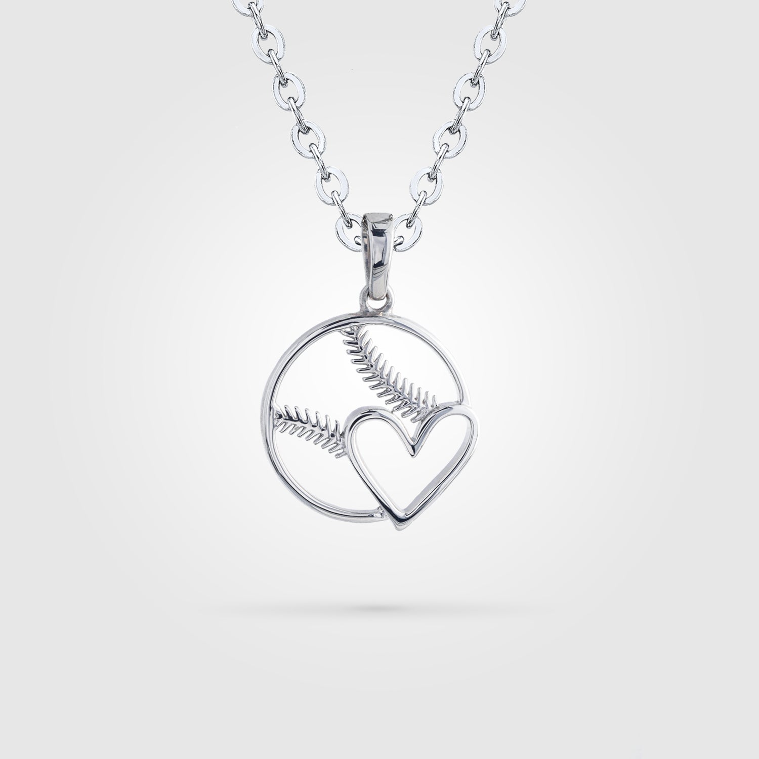 Sterling Mini Baseball Heart Necklace