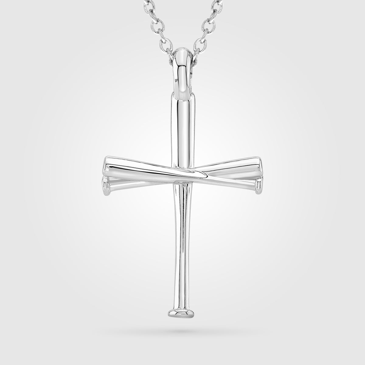 All In Faith Silver Baseball Cross Necklace and Pendant