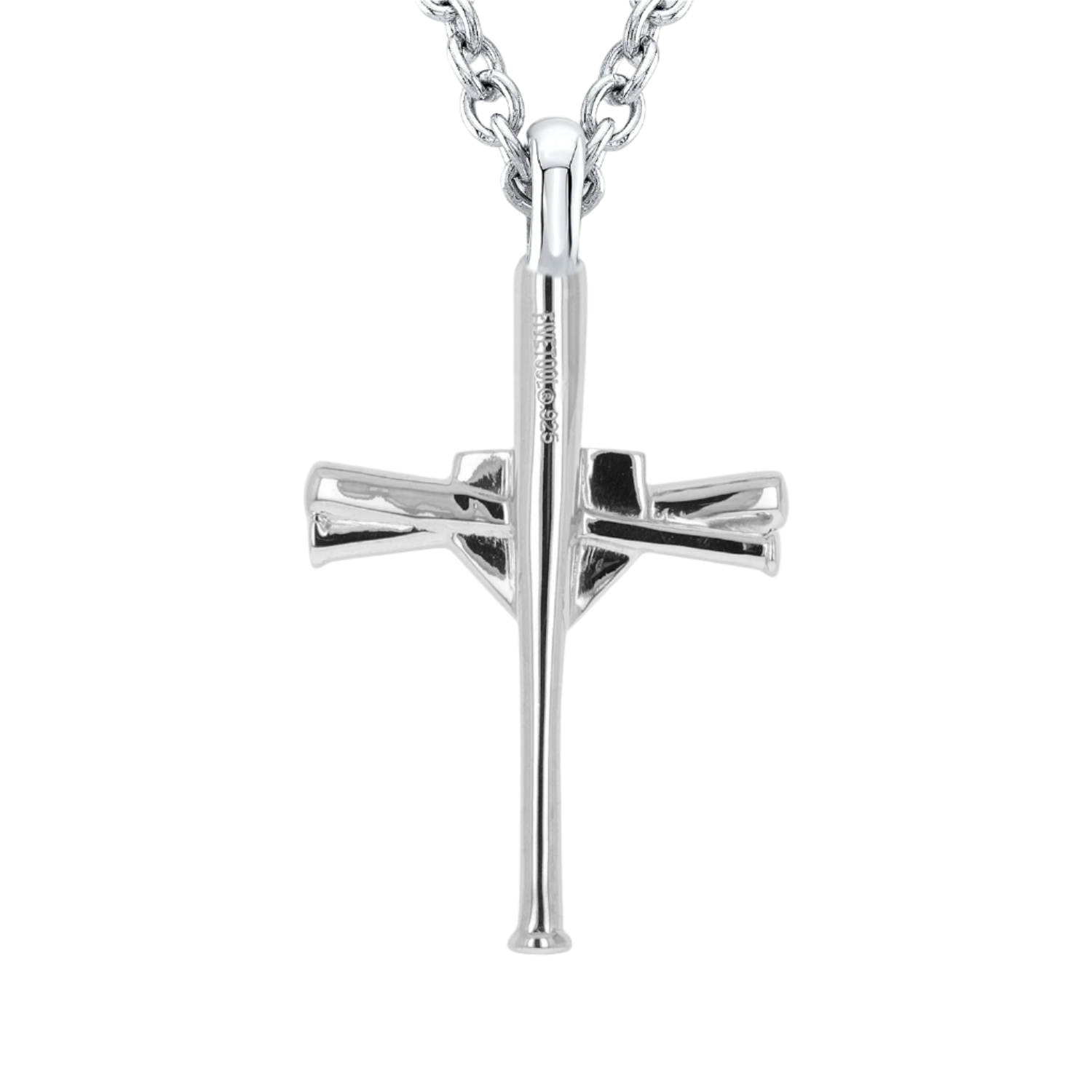 Numbered Baseball Bat Cross Necklace | Sterling Silver Baseball Cross Pendant | Custom Numbered