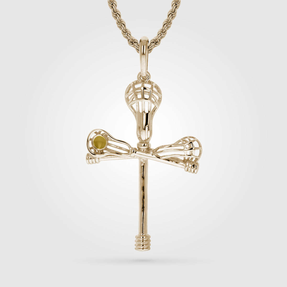 Gold Cross Check Lacrosse Necklace