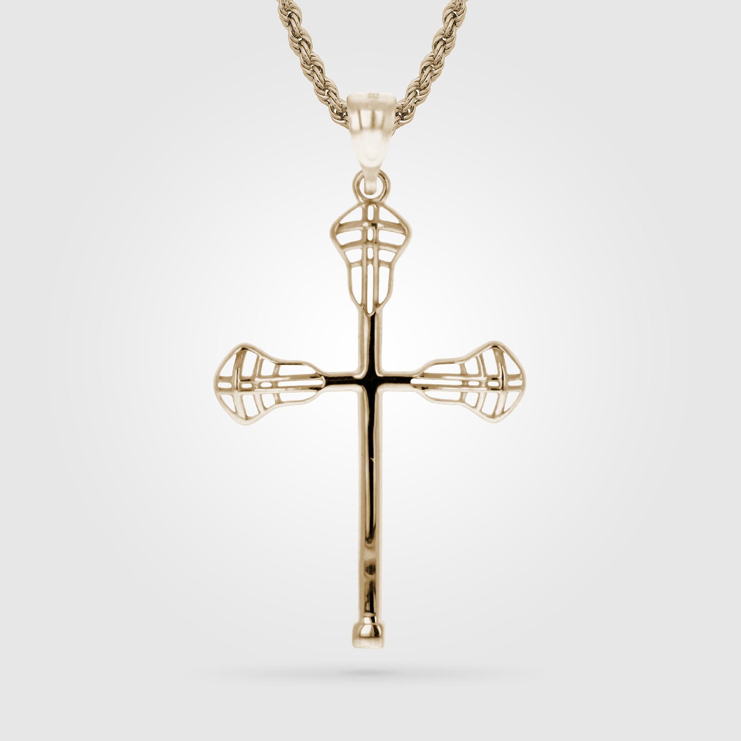 Gold Lacrosse Cross Pendant