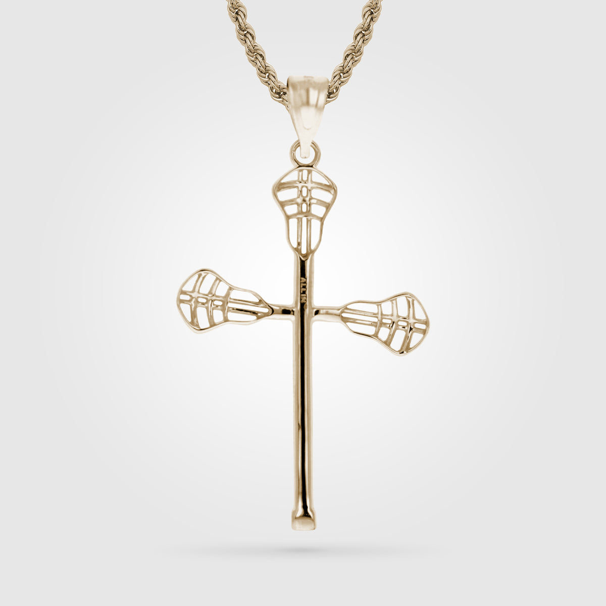 Gold Lacrosse Cross Pendant