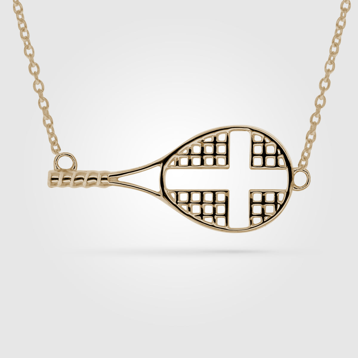 Sterling Mini Sideways Tennis Cross Necklace