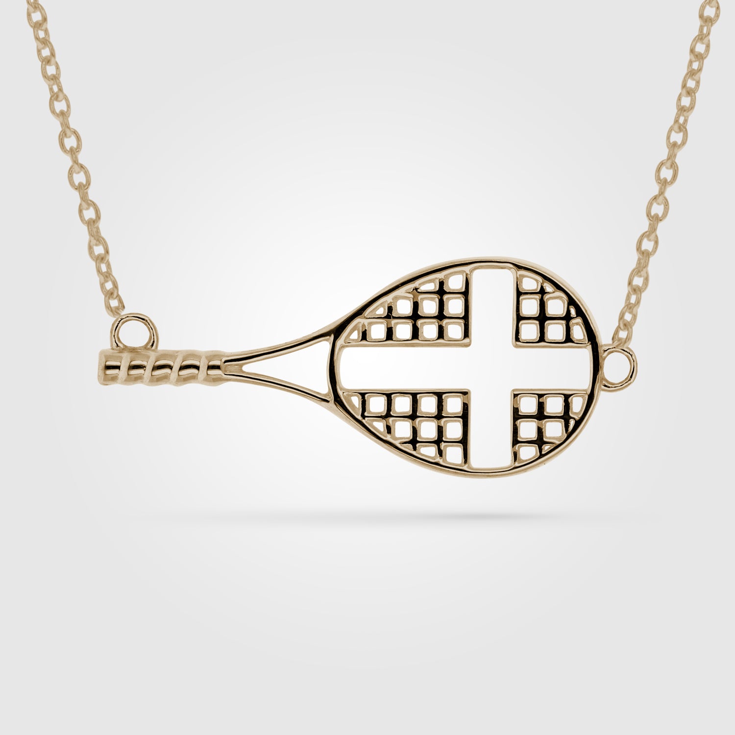 Sterling Mini Sideways Tennis Cross Necklace