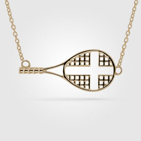 Gold Mini Sideways Tennis Cross Necklace