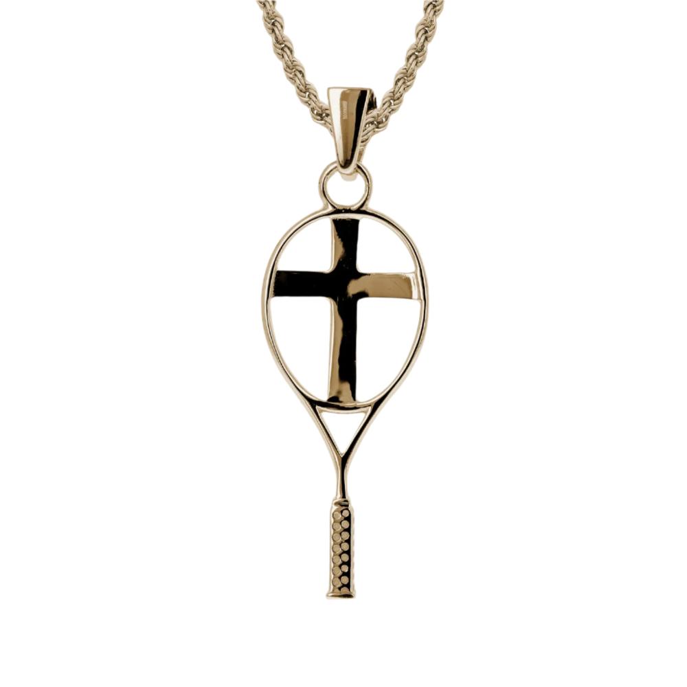 Gold Tennis Cross Pendant