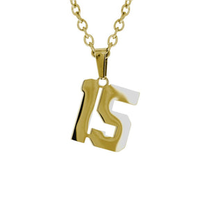 Gold Jersey Number Necklace | Gold Stainless Steel Number Pendant | All In Faith Jewelry