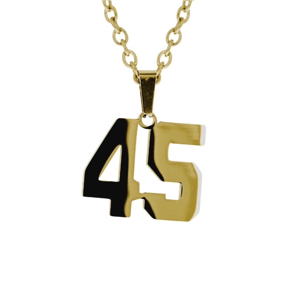 Gold Jersey Number Necklace | Gold Stainless Steel Number Pendant | All In Faith Jewelry