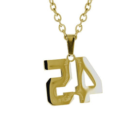 Gold Jersey Number Necklace | Gold Stainless Steel Number Pendant | All In Faith Jewelry