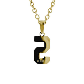 Gold Jersey Number Necklace | Gold Stainless Steel Number Pendant | All In Faith Jewelry