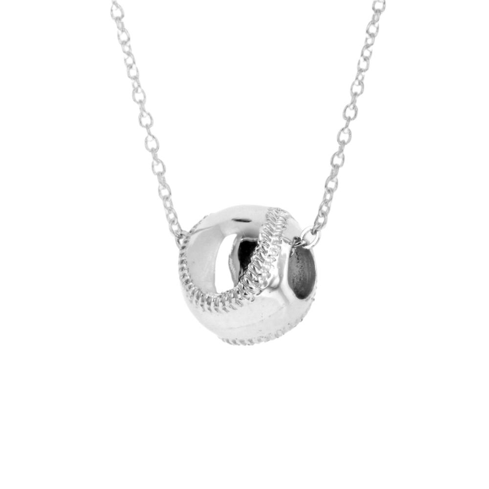 Sterling Mini Baseball Two Seam Necklace