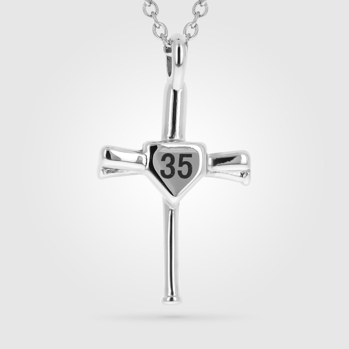 Numbered Baseball Bat Cross Necklace | Stainless Steel Baseball Bat Pendant | Custom Numbered Baseball Necklace