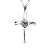 Numbered Baseball Bat Cross Necklace | Stainless Steel Baseball Bat Pendant | Custom Numbered Baseball Necklace