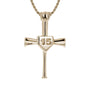 Custom Number 2.0 Baseball Bat Cross Necklace | Yellow Gold