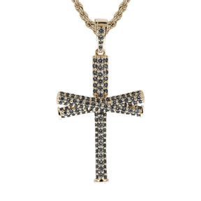 Gold Diamond Studded Original Baseball Bat Cross