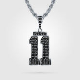 Black Diamond Jersey Number Necklace | Sterling Silver Digit Diamond Studded Jersey Number Necklace