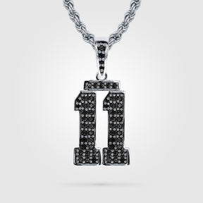 Black Diamond Jersey Number Necklace | White Gold Double Digit Diamond Studded Jersey Number Necklace