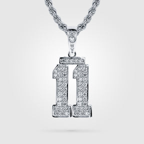 Sterling Diamond Studded Double Digit Jersey Number Necklace