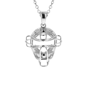 Baseball Catchers Mask Necklace | Catchers Mask Pendant | Sterling Silver