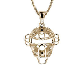 Gold Baseball Catchers Mask Necklace