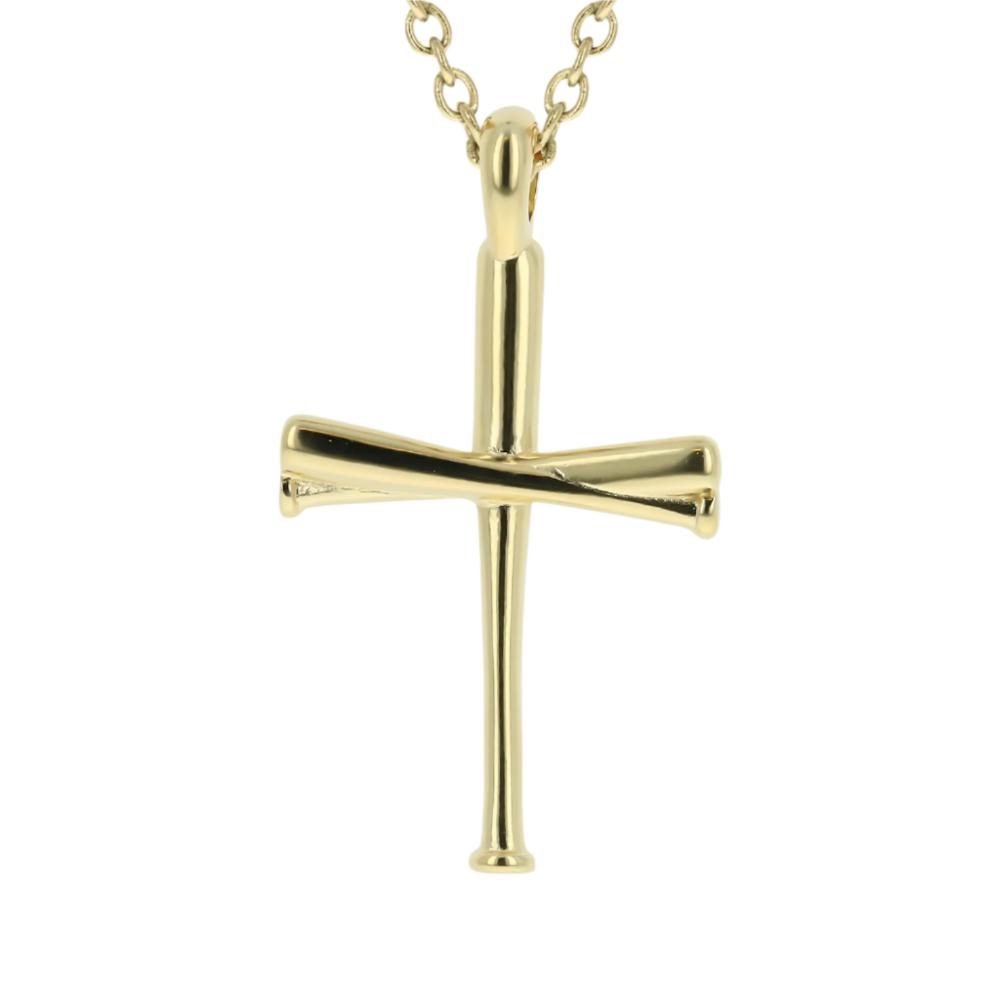 10k gold baseball bat cross necklace online