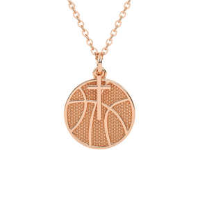 Gold Mini Basketball Pendant with Dangle Cross