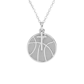 Gold Mini Basketball Pendant with Dangle Cross