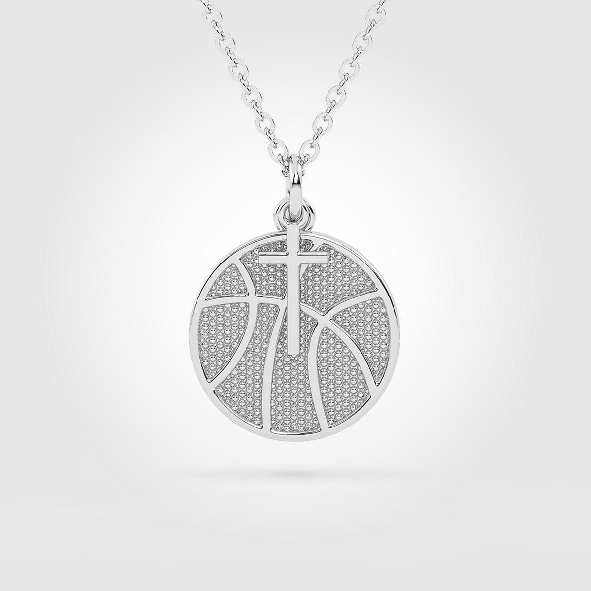 Stainless Mini Basketball Pendant with Dangle Cross