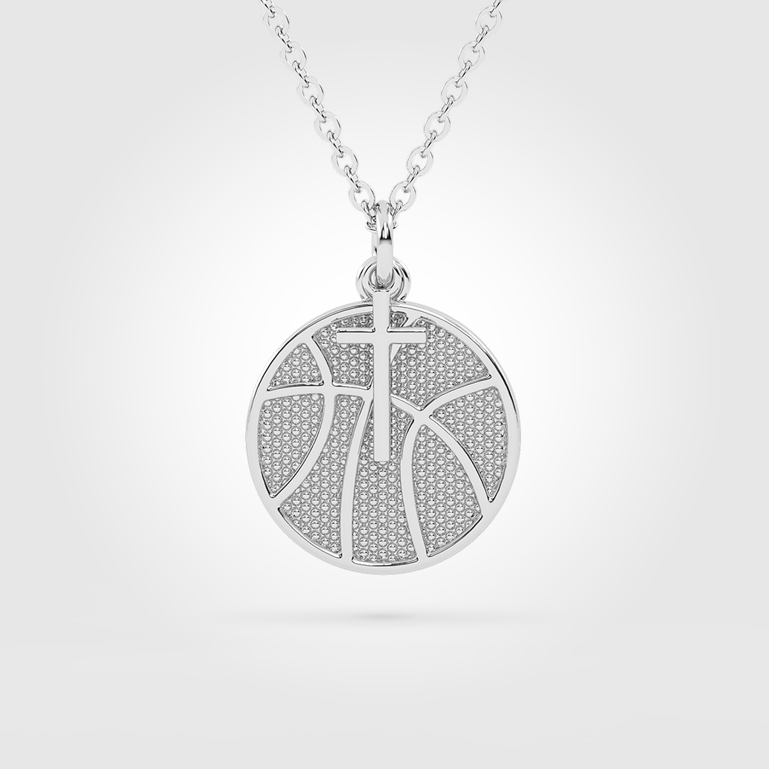 Stainless Mini Basketball Pendant with Dangle Cross