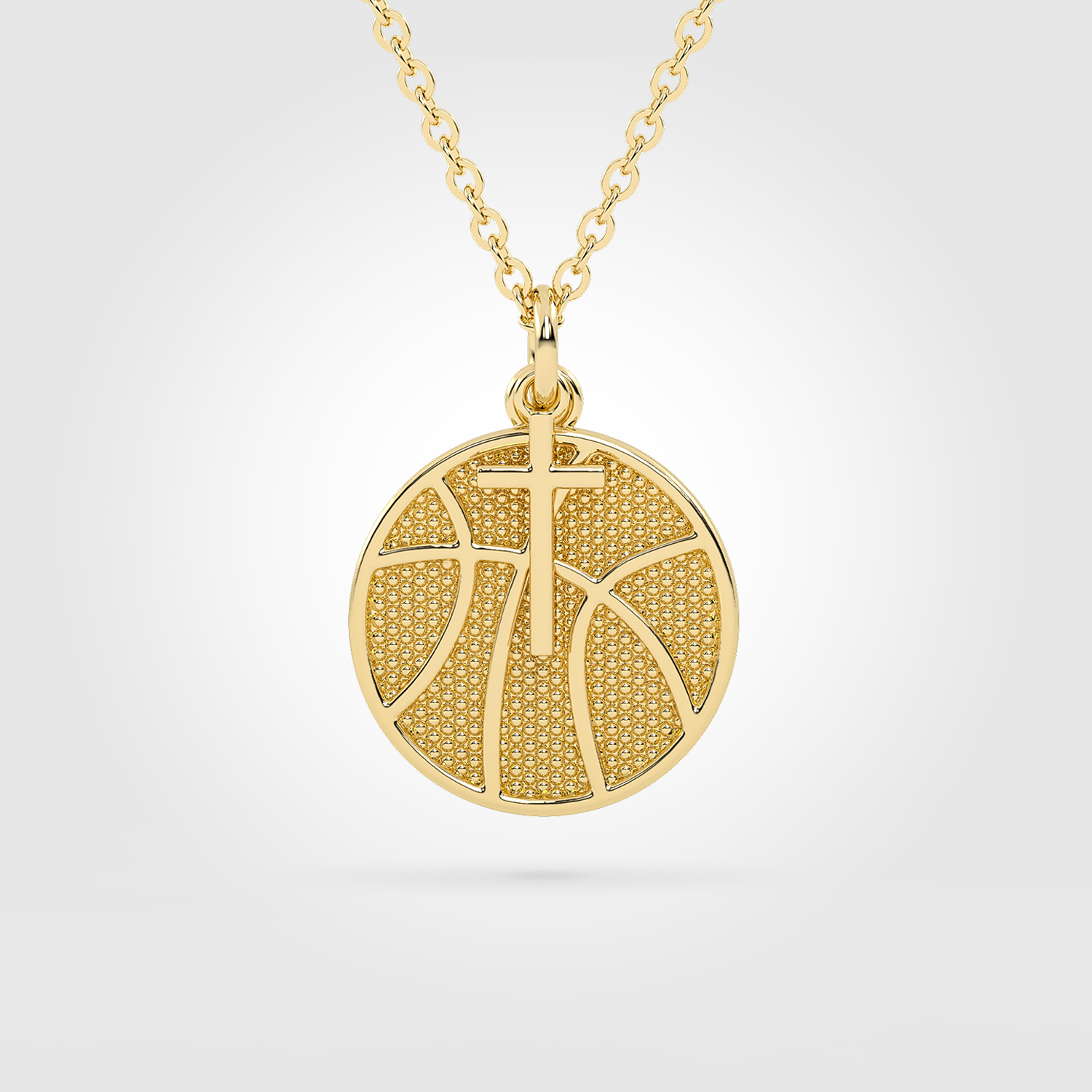 Gold Mini Basketball Pendant with Dangle Cross