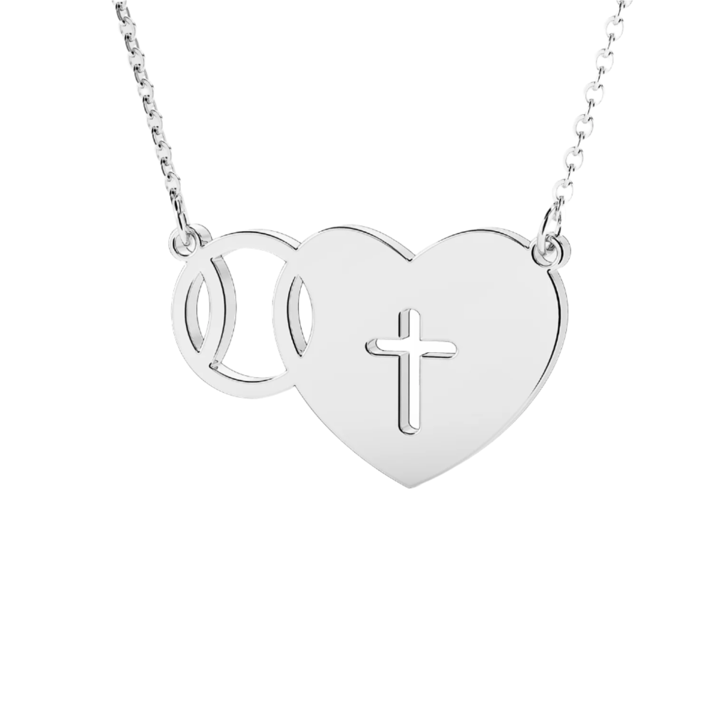 Stainless Mini Cross My Heart Baseball Necklace