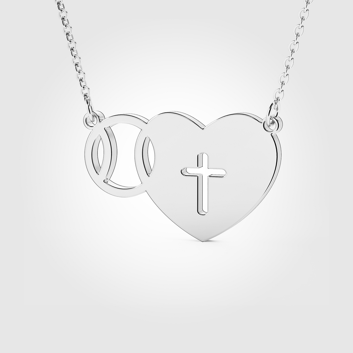 Stainless Mini Cross My Heart Baseball Necklace