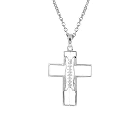 Sterling Mini Gridiron Football Cross Pendant