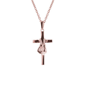 Gold Mini MMA Gloves Cross Pendant