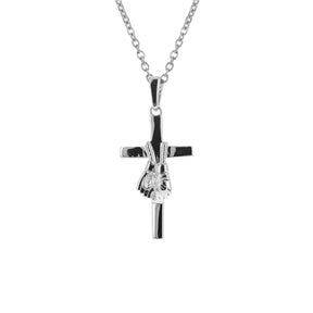 Sterling Mini MMA Gloves Cross Pendant