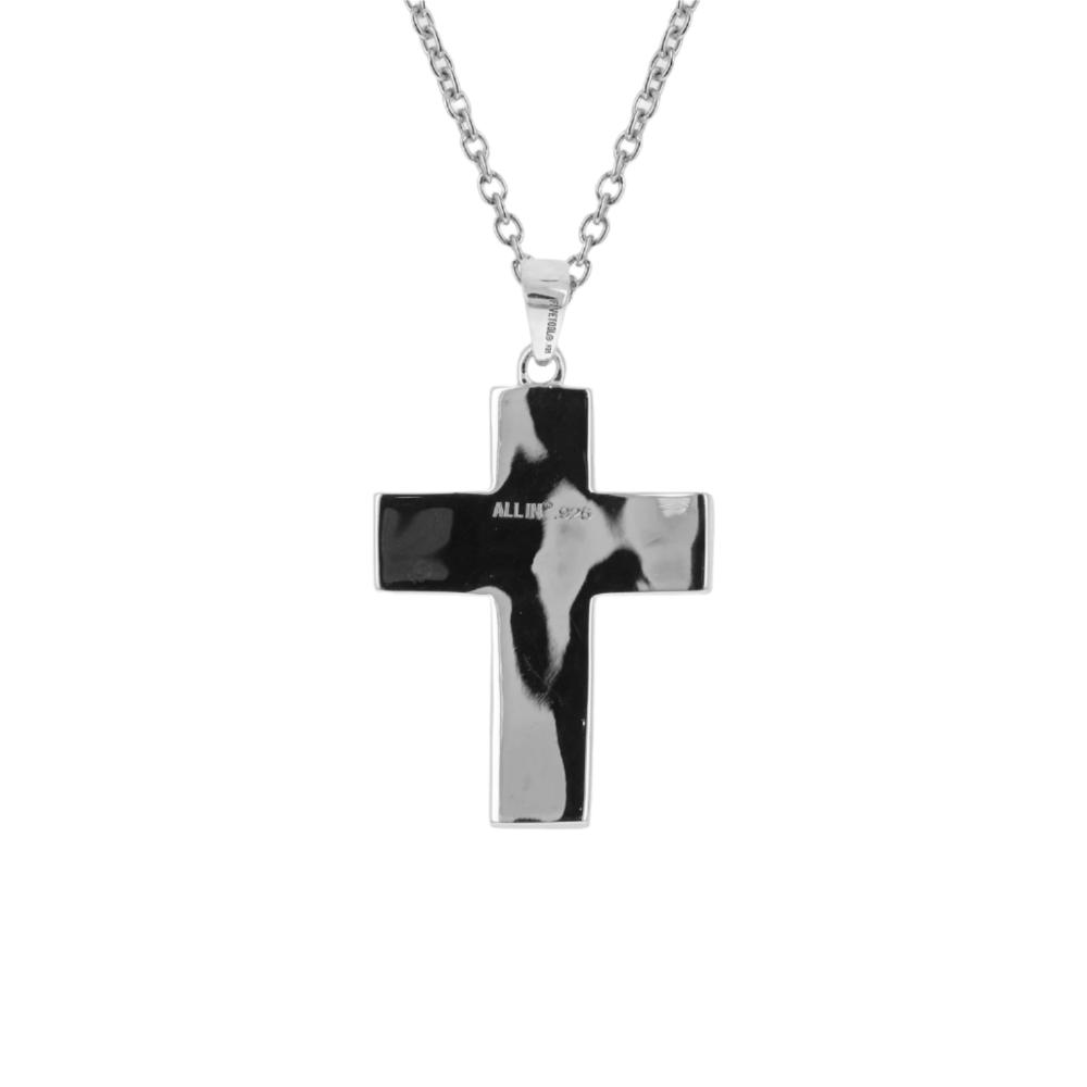 Sterling Mini Pigskin Football Cross Pendant