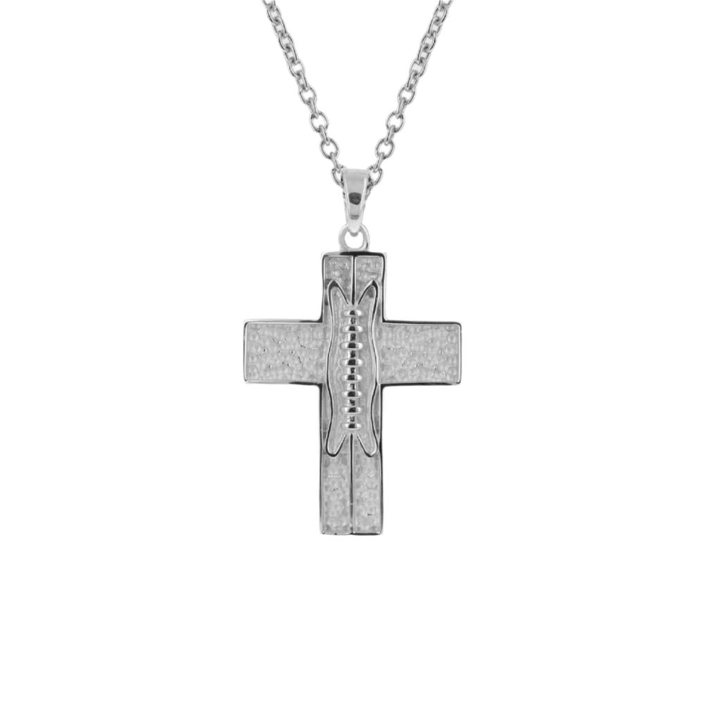 Sterling Mini Pigskin Football Cross Pendant