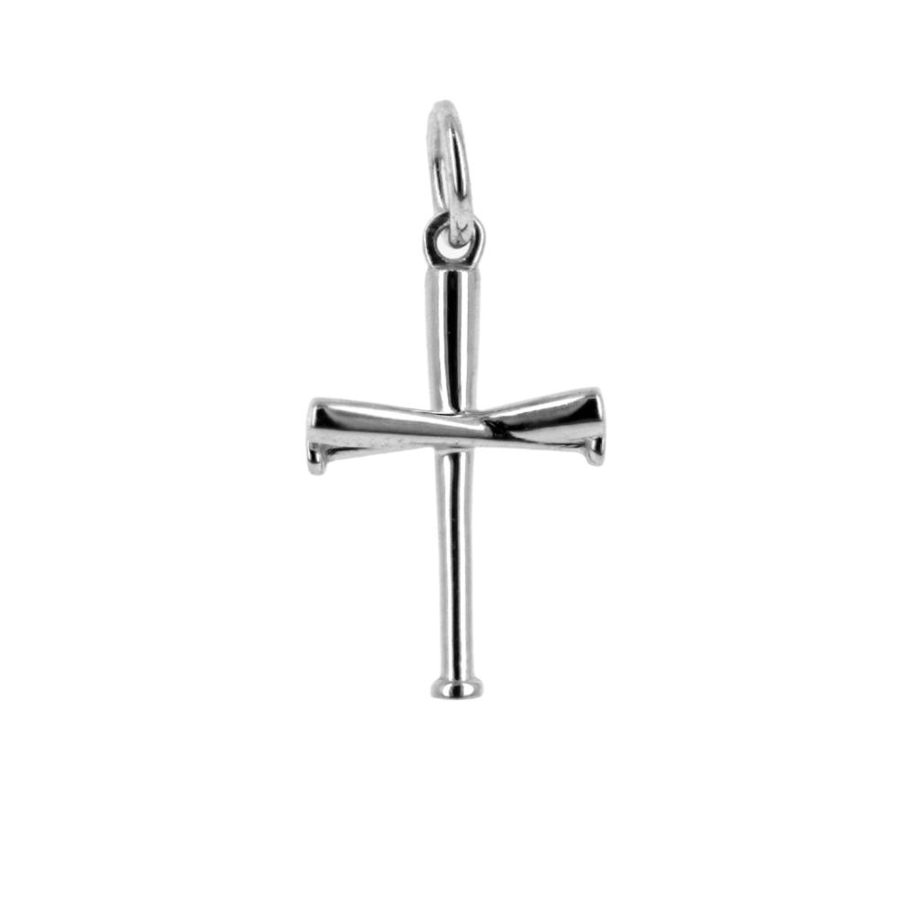 Sterling Baseball Bat Cross Bracelet Charm