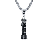 Black Diamond Studded Jersey Number Necklace | Sterling Silver | Diamond Number Necklace