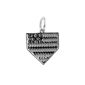 American Flag Home Plate Bracelet Charm | 14k White Gold