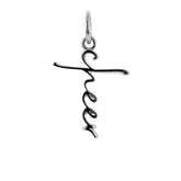Sterling Cheer Script Cross Bracelet Charm