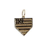 American Flag Home Plate Bracelet Charm | 14k Yellow Gold