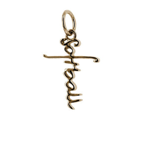 Gold Softball Script Cross Bracelet Charm