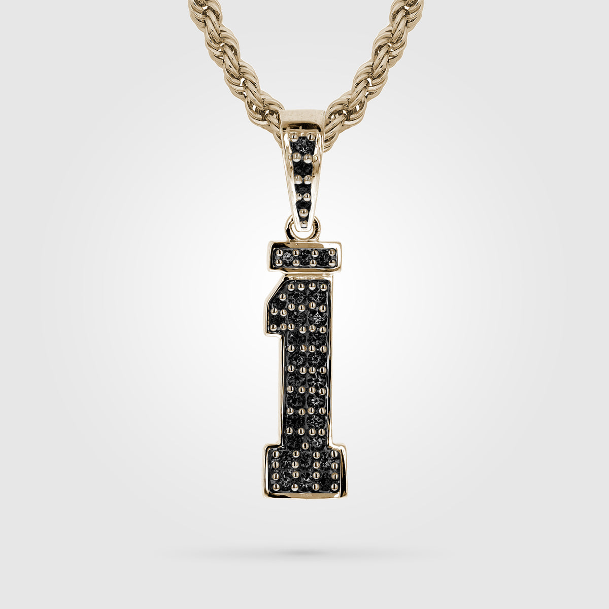 Gold Diamond Studded Single Digit Jersey Number Necklace